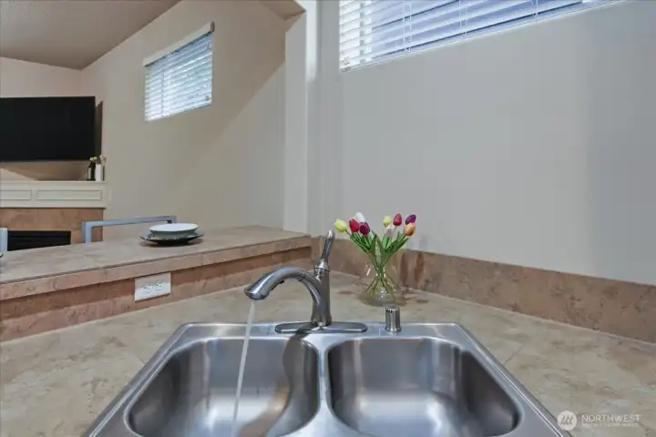 Kitchen, double sink