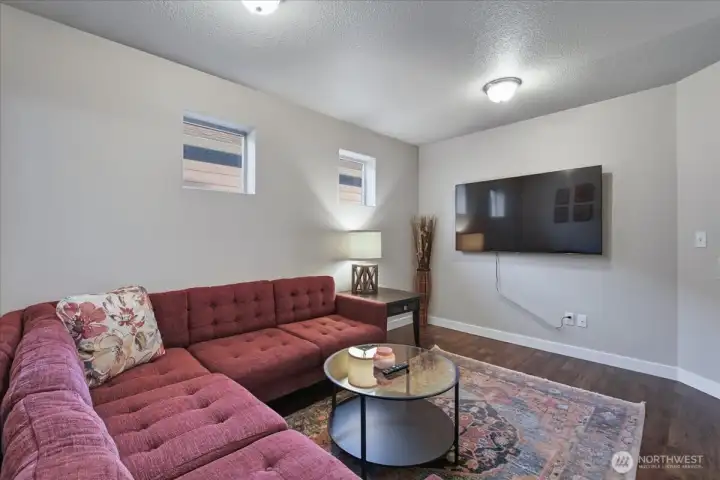 Family room loft on upper, laminate flooring