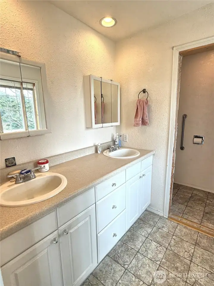 Primary double vanity.