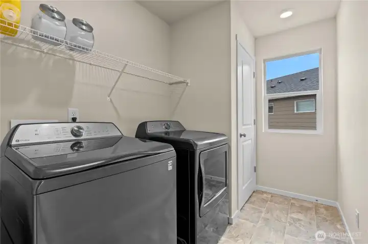 Convenient upstairs laundry room located near bedrooms for everyday efficiency.
