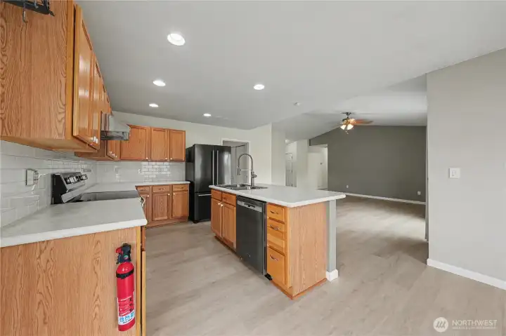 Open Kitchen to dining area and living room
