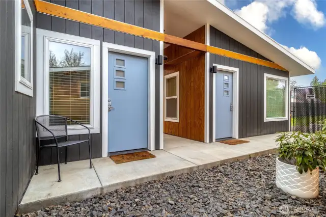 Detached Studio with Kitchenette & Bath on Left; Office/Studio with closet on the Right