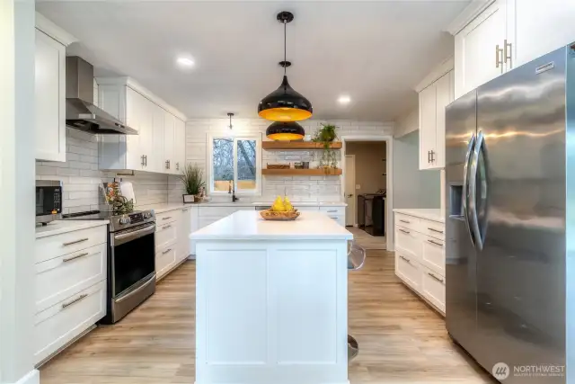 Kitchen with stainless steel appliances