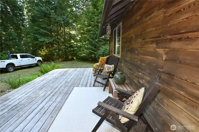 Deck doubles as a tranquil yoga retreat among the trees ~ formerly used for Zen-inspired sessions.