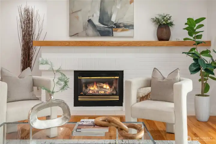Gas fireplace.