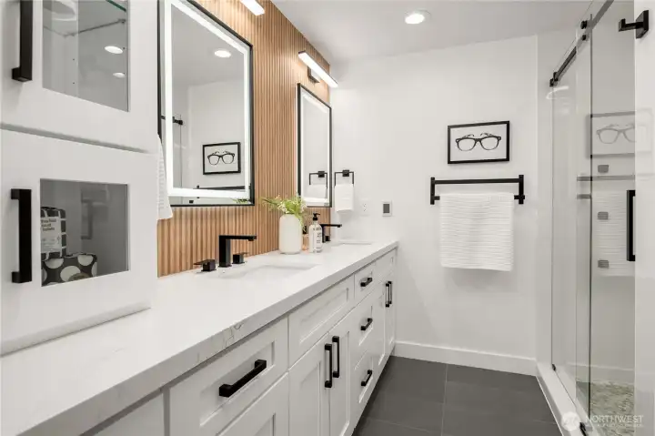 Custom Laundry basket hidden within the cabinet