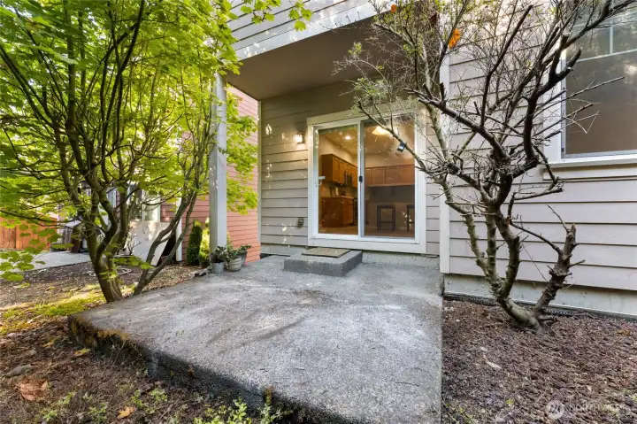 Backyard with covered patio