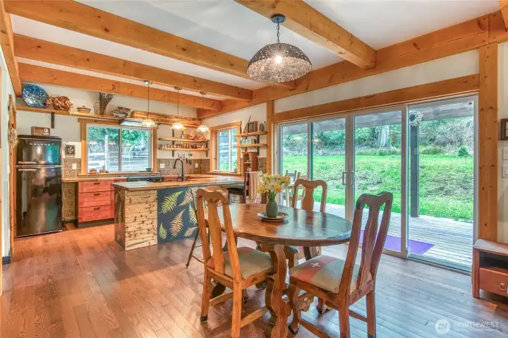 From the dining table, the kitchen opens up with so many nice details.