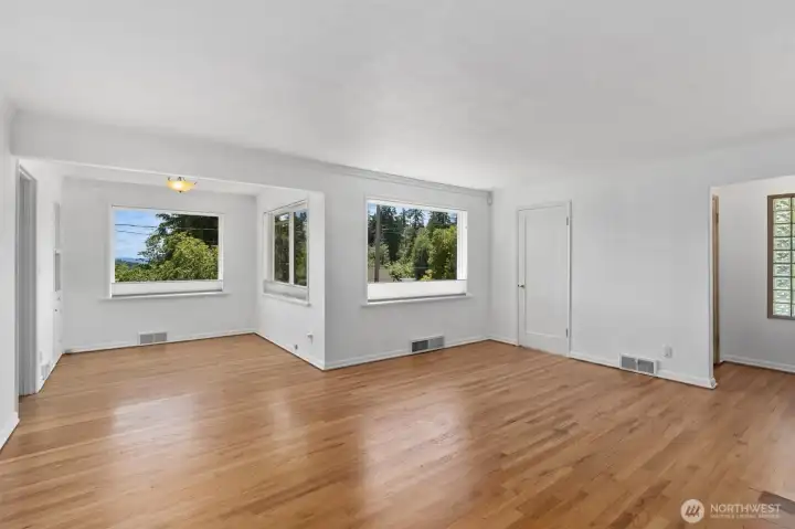 Dining area and living room area