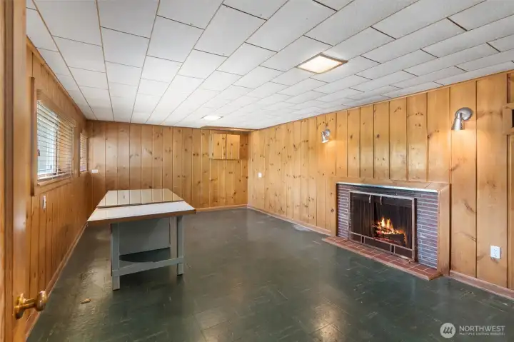 Wood fireplace in your family room