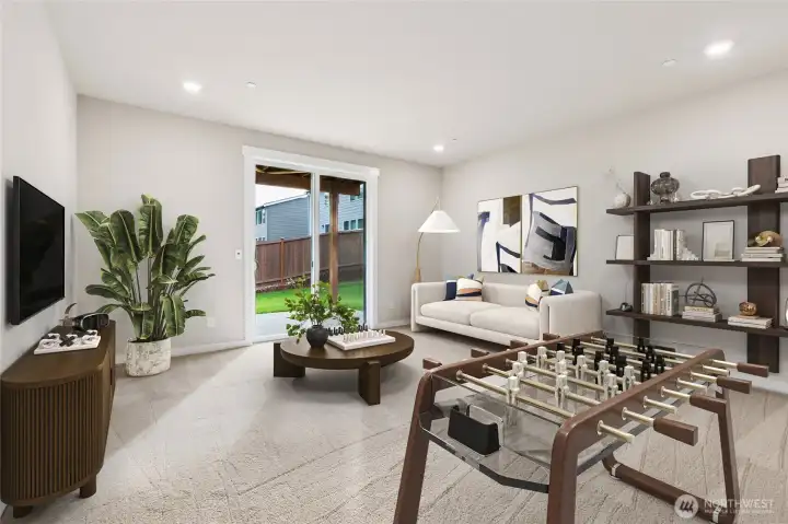 Rec Room in Daylight basement. Virtually stagged. Photo's are for representational purposes only. Colors and finishes may differ. Rec Room in Daylight basement. Virtually stagged. Photo's are for representational purposes only. Colors and finishes may differ.
