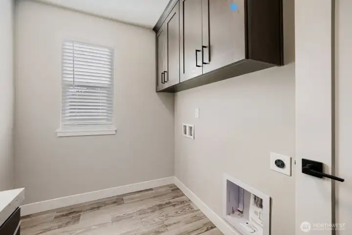Dedicated laundry room offers additional storage and functionality for busy households. Dedicated laundry room offers additional storage and functionality for busy households.