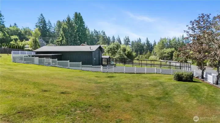 Large shop or RV garage with new asphalt