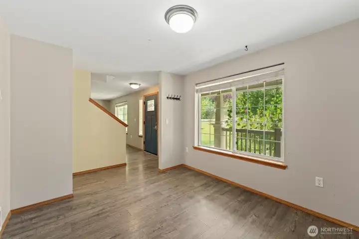 Natural light and space here in the living room. Natural light and space here in the living room.