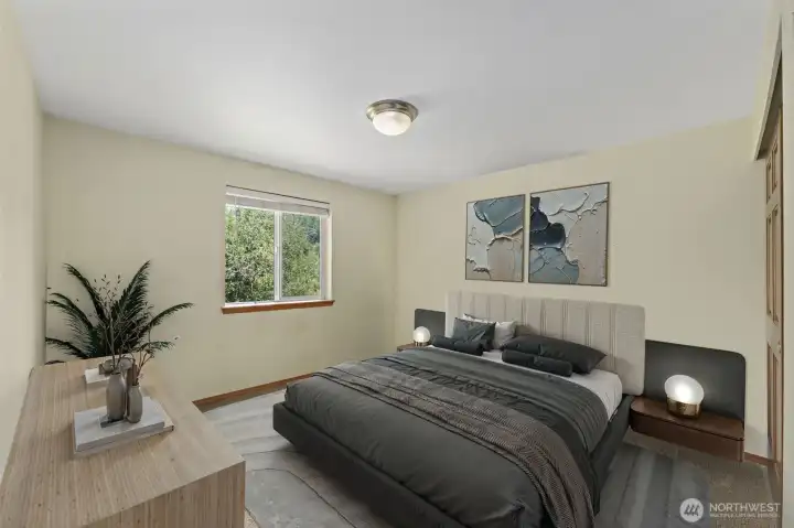 Upstairs guest room - virtually staged Upstairs guest room - virtually staged