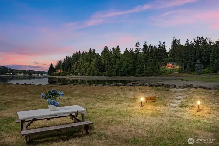 Experience unforgettable sunsets over Hammersley Inlet with a waterfront picnic area, illuminated Beach Trail, and peaceful evening ambiance. Experience unforgettable sunsets over Hammersley Inlet with a waterfront picnic area, illuminated Beach Trail, and peaceful evening ambiance.