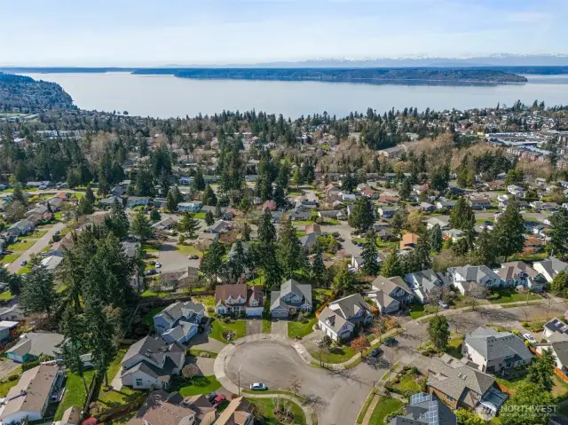 Views of Puget Sound on both levels of home