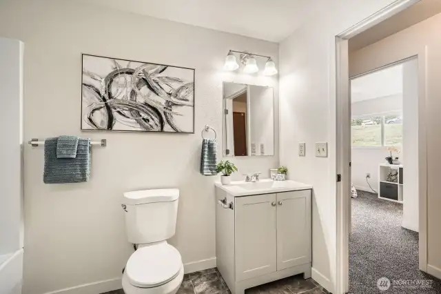 Newly finished full bath downstairs.