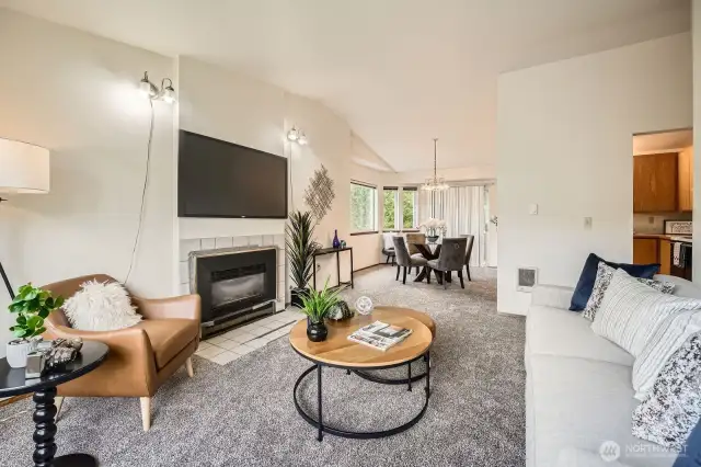 View of the dining room from the living room.