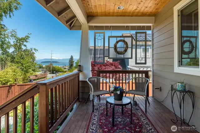 Enjoy the views from this covered deck space.