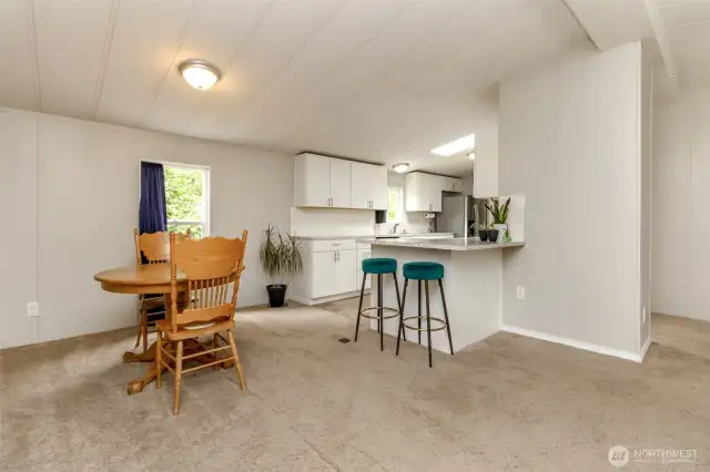 Dining area located off the kitchen