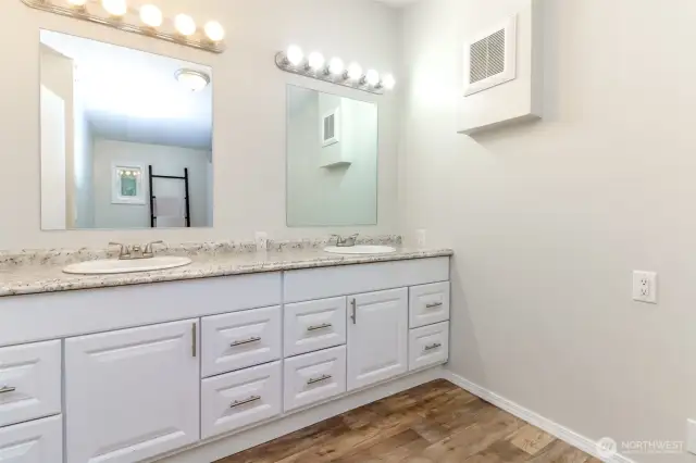 Dual vanity in primary bathroom