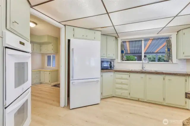 The double oven in this updated kitchen is a rare find.