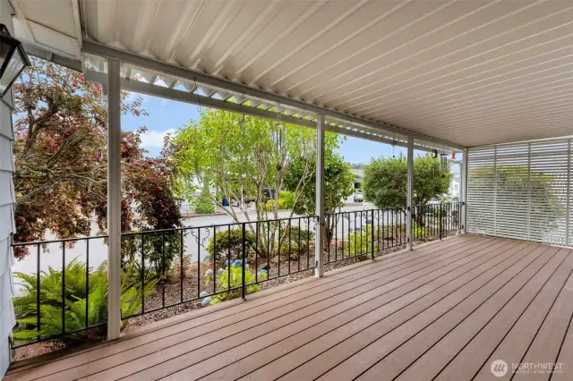 An private & covered oversized Trex-style deck is all yours.