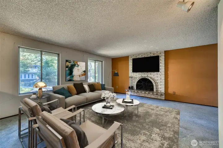 Virtually staged living room.