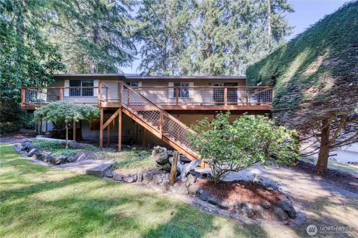 large backyard, with park like setting!