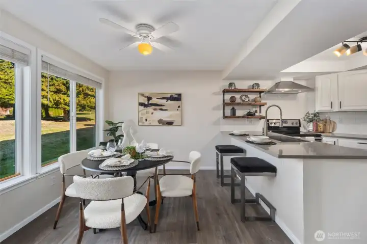 Updated kitchen great for entertaining or peaceful bird watching from your expansive windows.