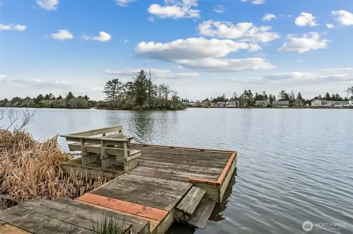 Dock comes complete with bench to help really bask in the lakefront lifestyle