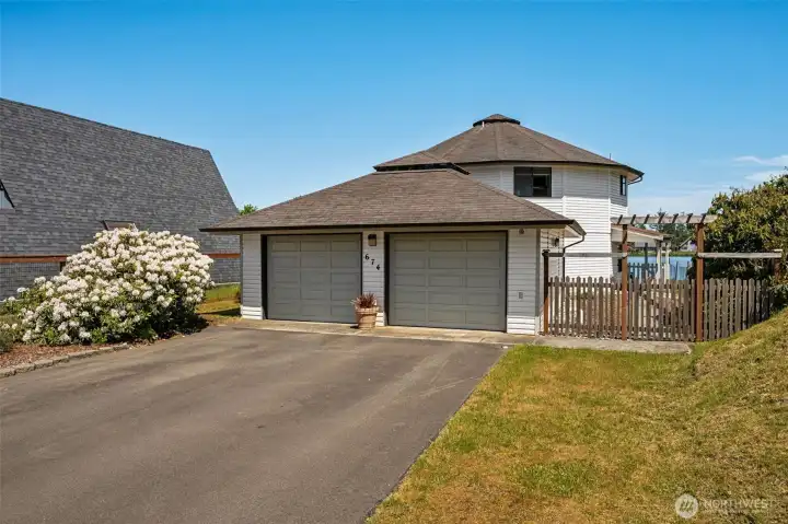 Spacious two-car garage.