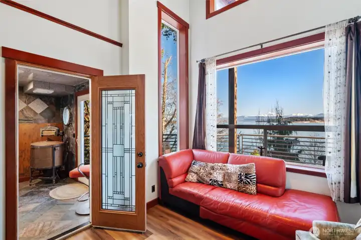 This room is just off the steam room with a view off the second kitchen on the lower level! The door is stunning and the craftsmanship throughout this home is so well done and overstated!