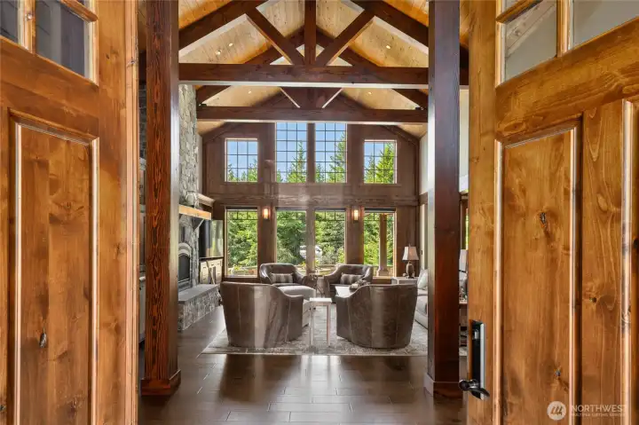 Double doors opening to the entry
