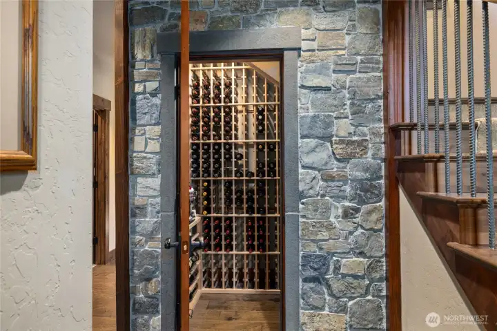 Wine cellar that holds 300 bottles.