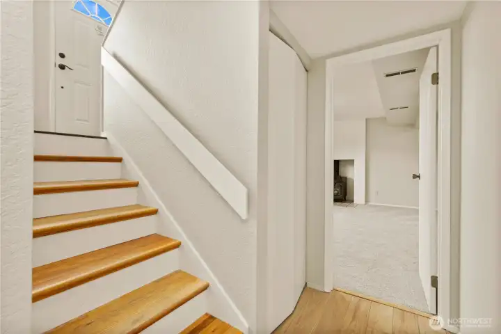 Down to Large Rec Room area and Huge Garage and Workshop