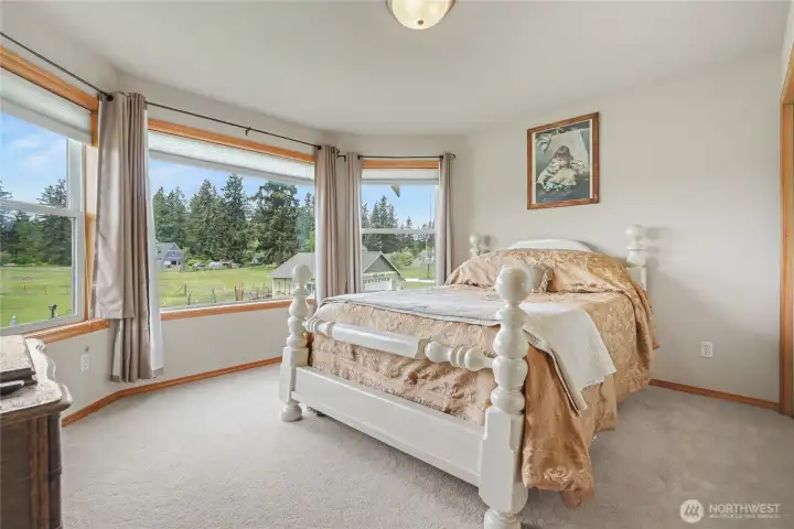 Bedroom #2, looks at those windows! Whoa. Great views of the backyard and neighboring acreage.