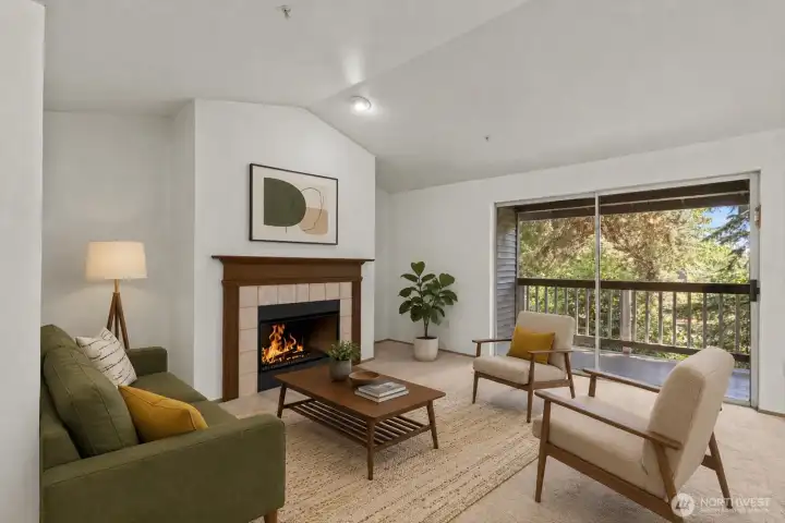 Light-filled living room with inviting open-concept design.  [Virtually staged]