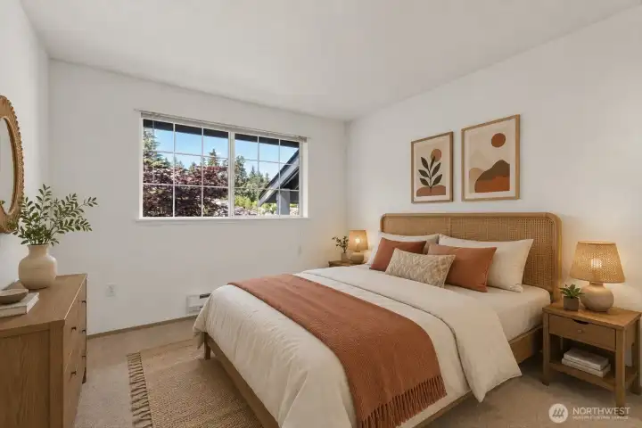 Flexible secondary bedroom ideal for guests, home office, or hobbies.  [Virtually staged]