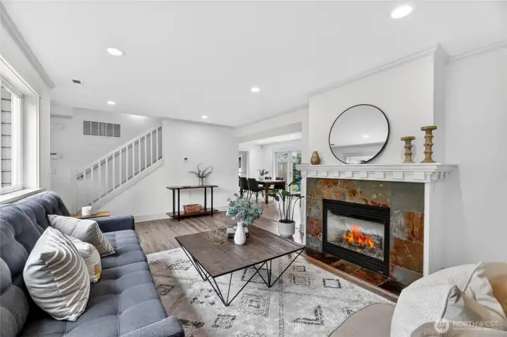 A gas fireplace is perfect for cozy winter days