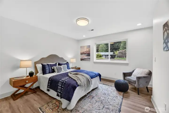 One of two bedrooms on the first floor