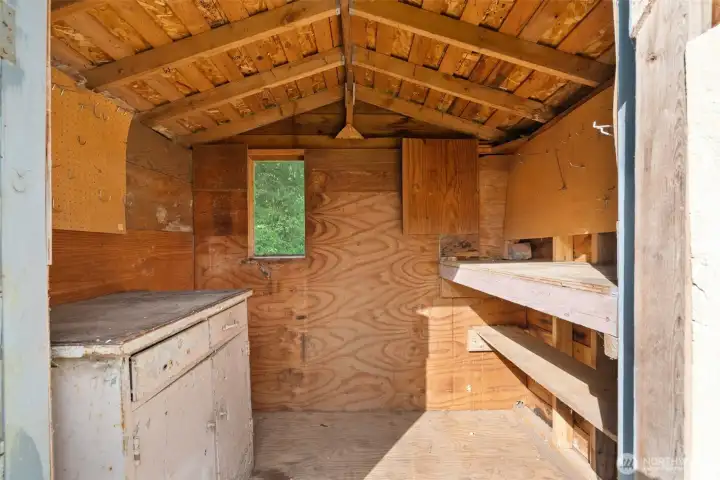This older shed still has plenty of life left for storage, tools, garden gear, and all the outdoor extras that need their own little landing spot.