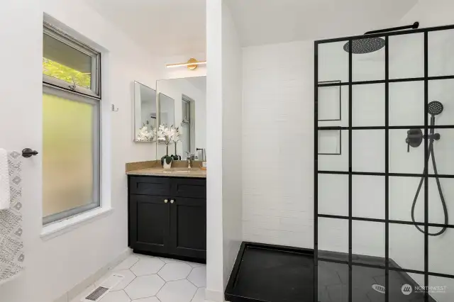 Primary bathroom with large walk-in shower