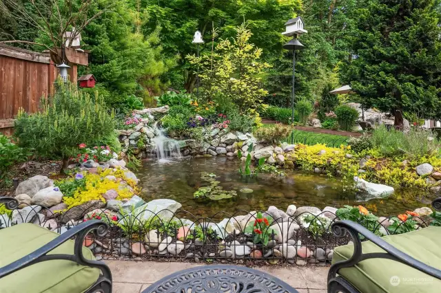 a serene, custom-built pond.