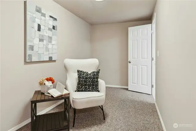 This is the closet for the lower-level bedroom. It's open to the kitchenette's dining area. It can easily be closed and outfitted as a traditional closet or used as a flex space.