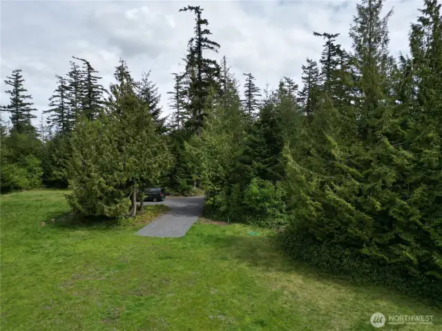 End of the prvate road - view from the south
