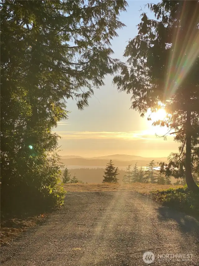 Sunset from the end of private road to homesite