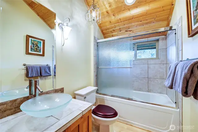 Every detail is lovely in this apartment, including the quality and finishes in the beautiful full bathroom.