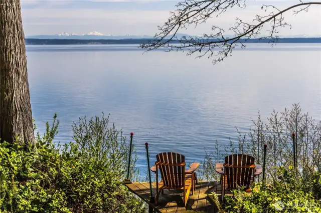 With 127' of waterfront, this is one of many view points on this stunning homesite overlooking Admiralty Bay and the Cascade Mountain Range.